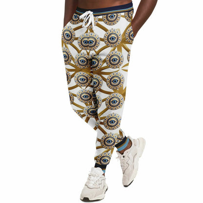 Evil Eye Protection in White Eco-Poly Unisex Joggers