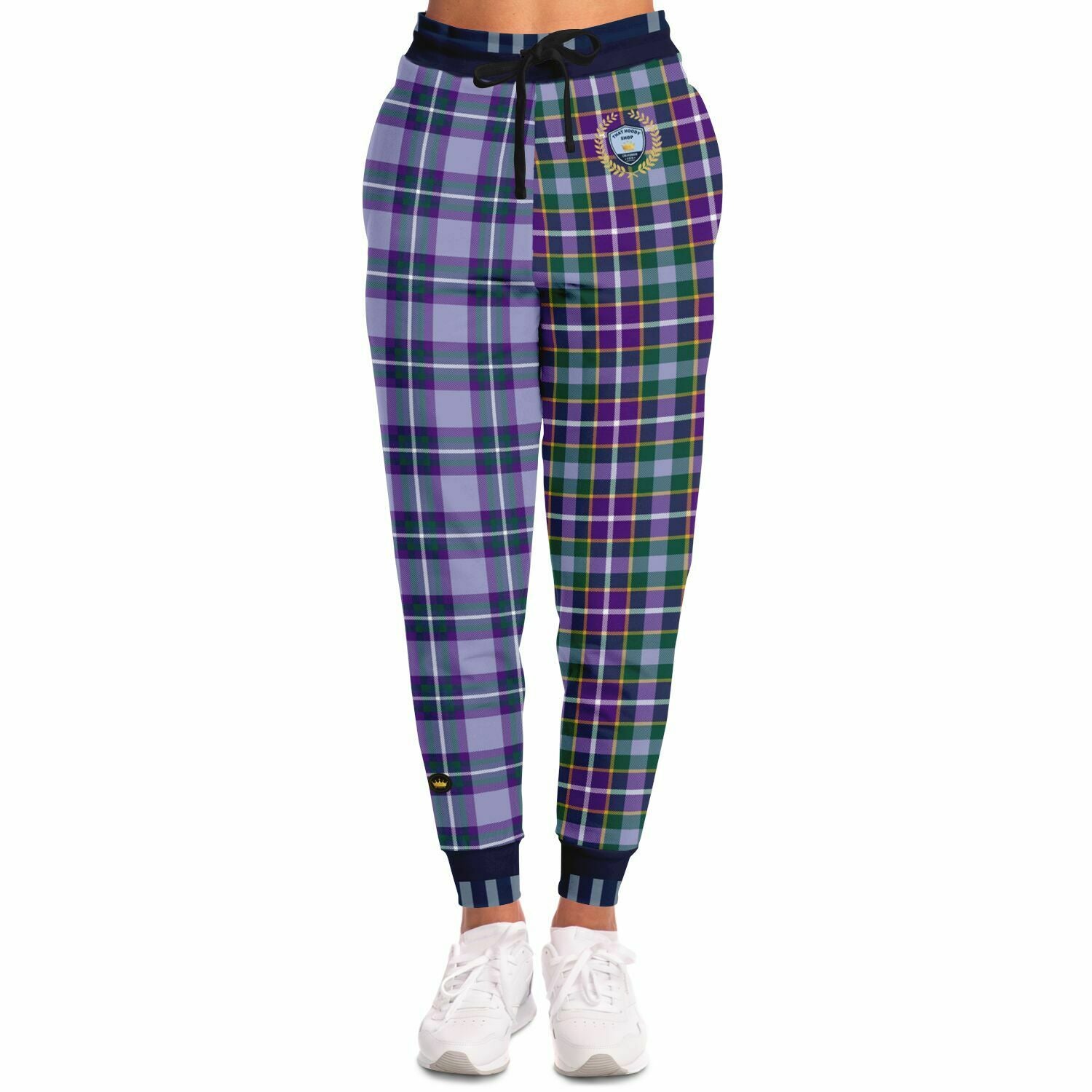 Joggers unisex de poliéster ecológico con cuadros de tartán Purple Crush 