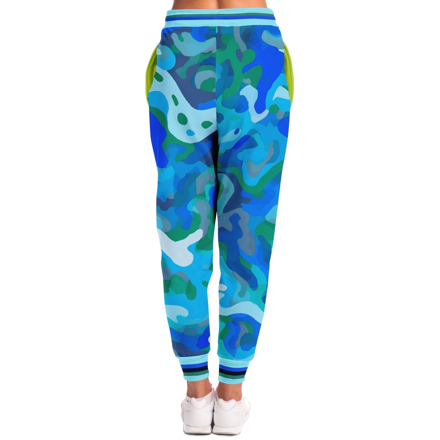 Joggers unisex de poliéster ecológico 1976 de camuflaje azul Motion of the Ocean 