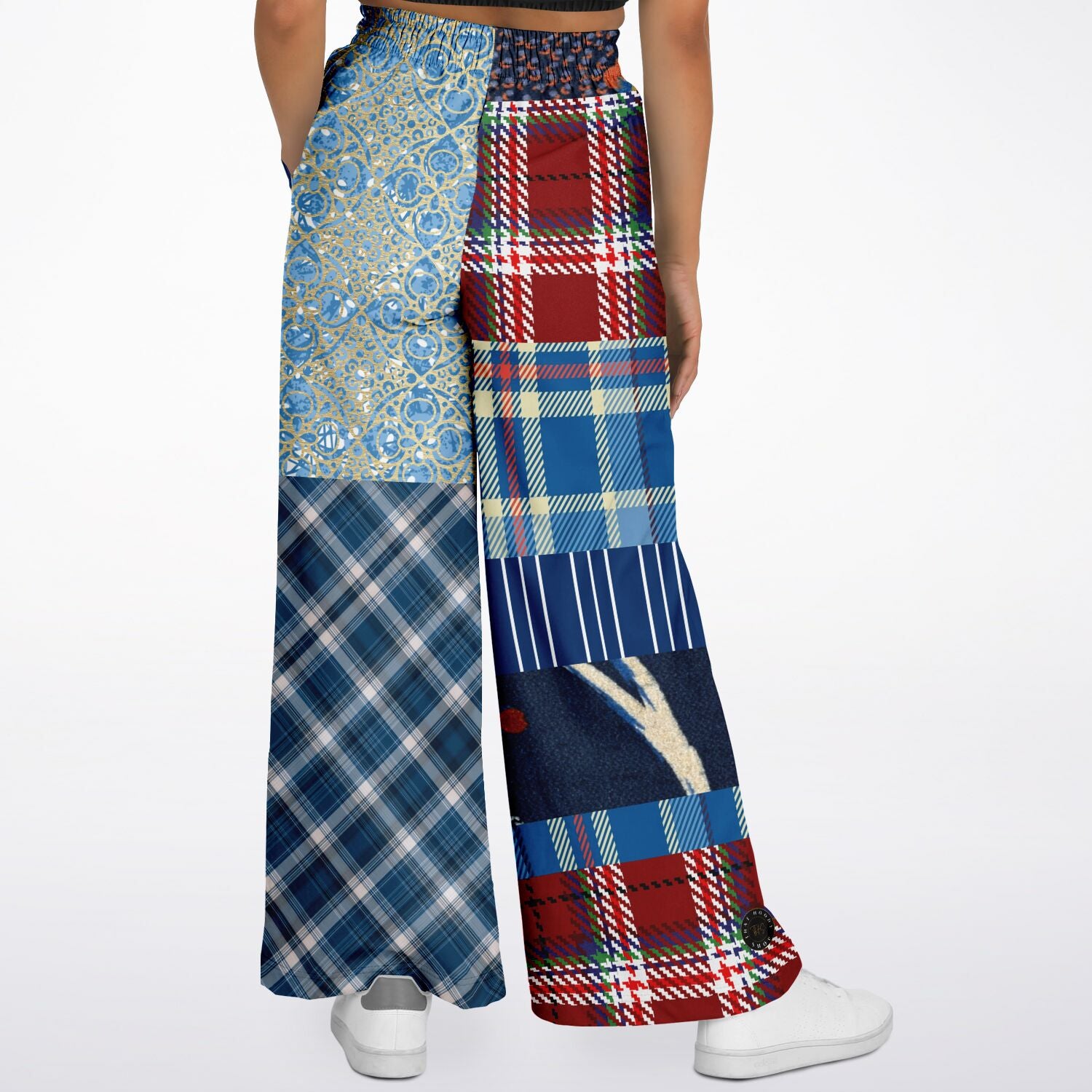 Andromeda Blue Hobo Patchwork Eco-Poly Wide Leg Pants