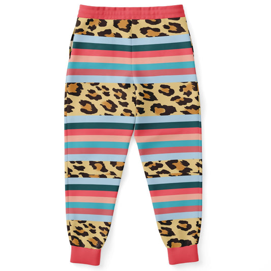 Blue Dragonfly Leopard Stripe Eco-Poly Unisex Joggers