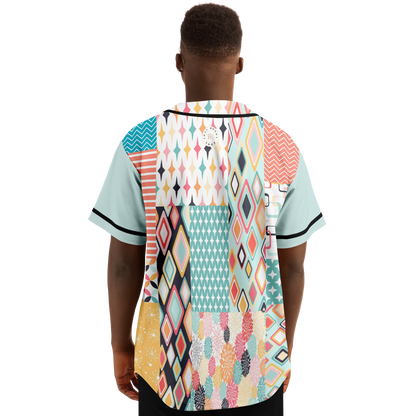 Old Miami Geo Patchwork Button Front Eco-Poly Jersey