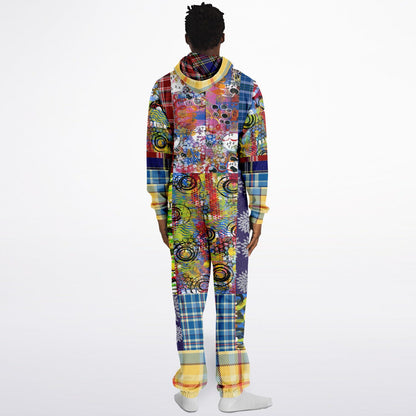 Mameluco polar unisex con patchwork geométrico a cuadros de Barcelona