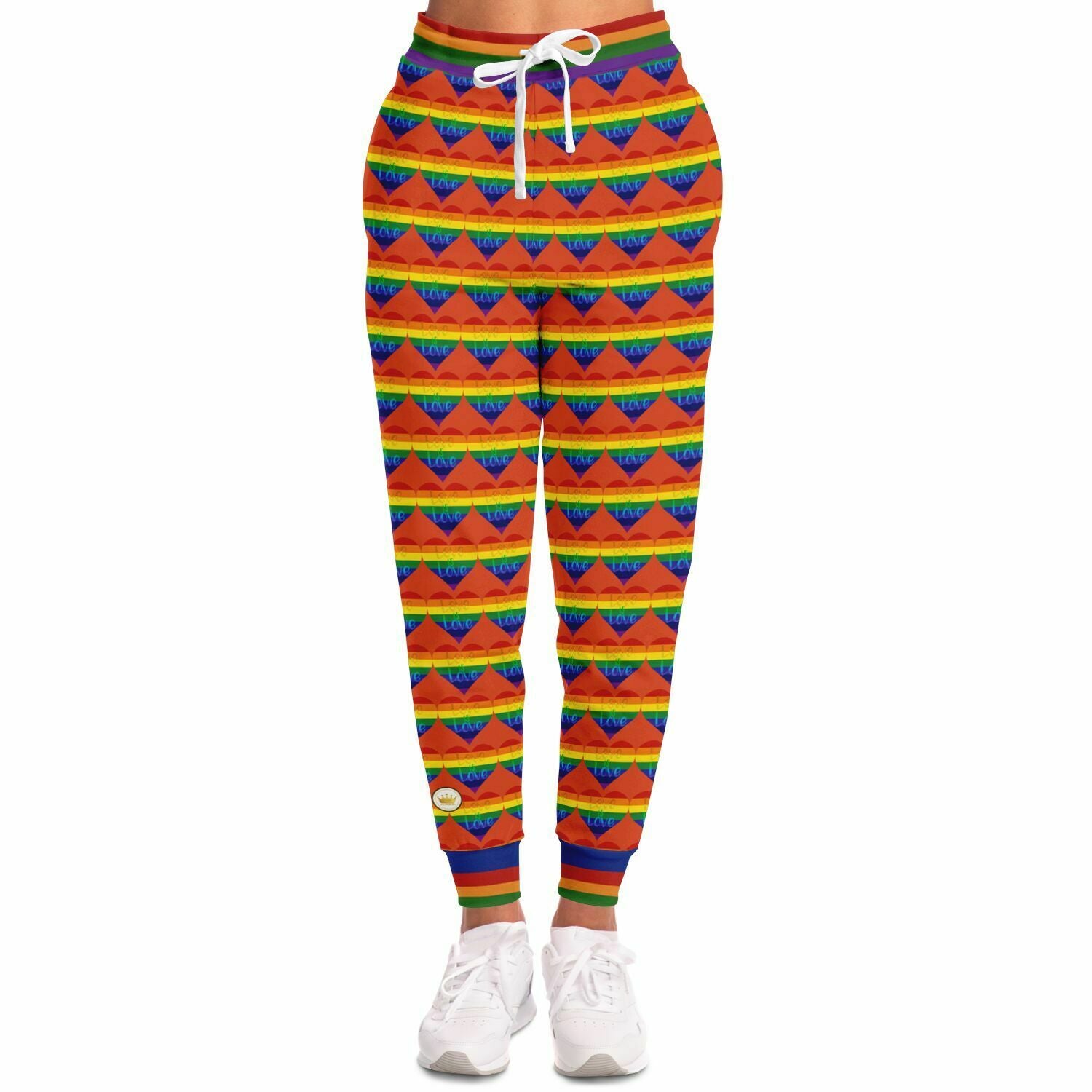 Love is Love en joggers unisex de eco-poliéster naranja y cítricos 