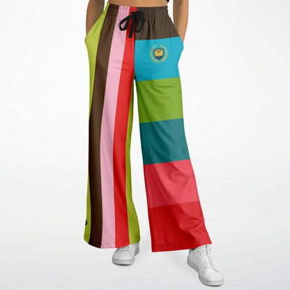 Watermelon Crush Rugby Stripe Eco-Poly Wide Leg Pants