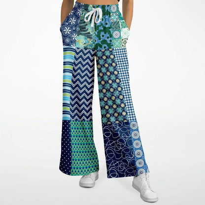 Mykonos Floral Patchwork Eco-Poly Wide Leg Pants