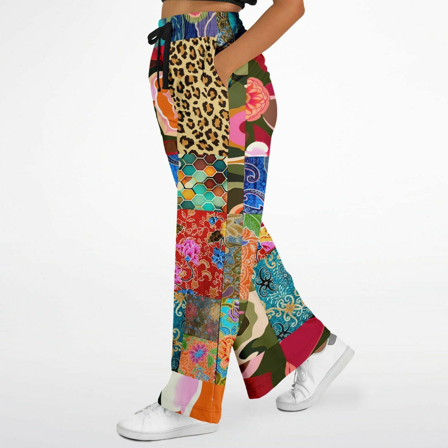 Sweet Clementine Batik Patchwork Eco-Poly Wide Leg Pants