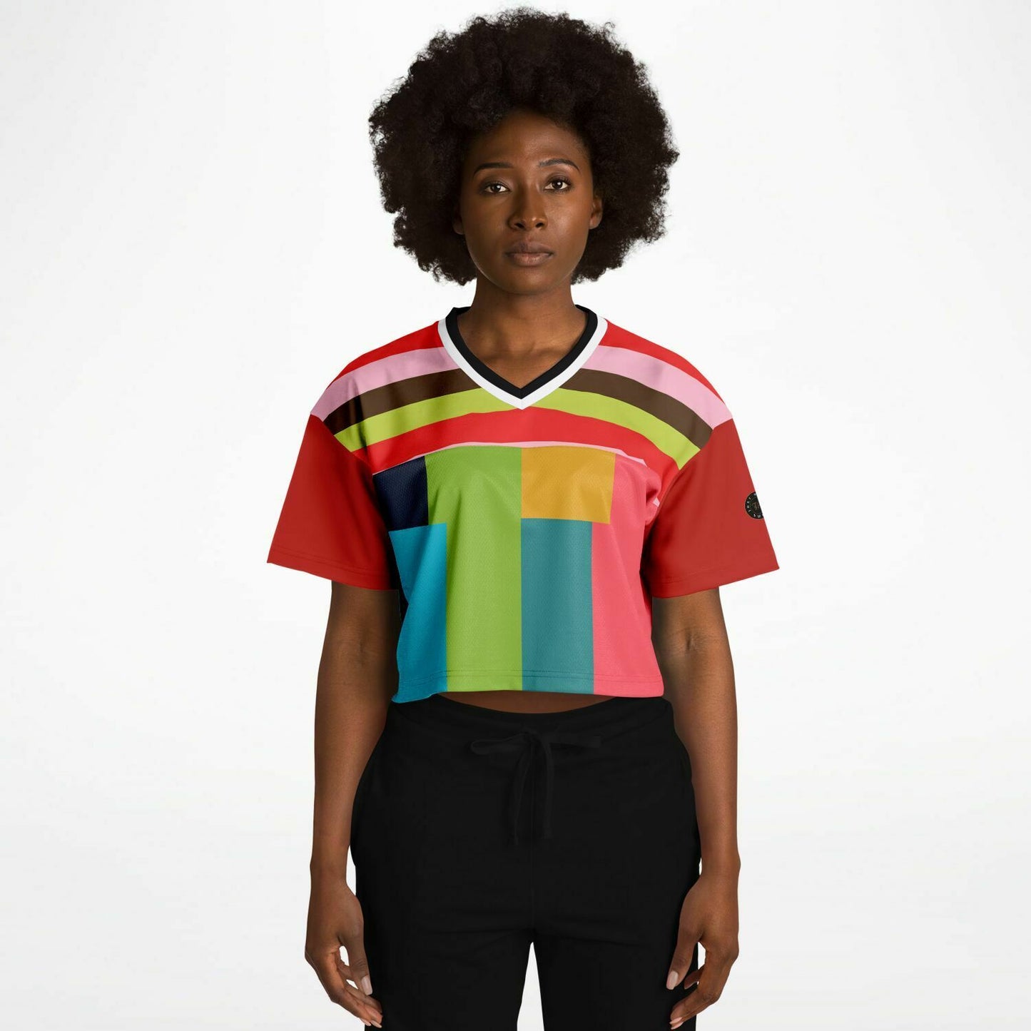 Watermelon Crush Rugby Stripe Eco-Poly Crop Jersey