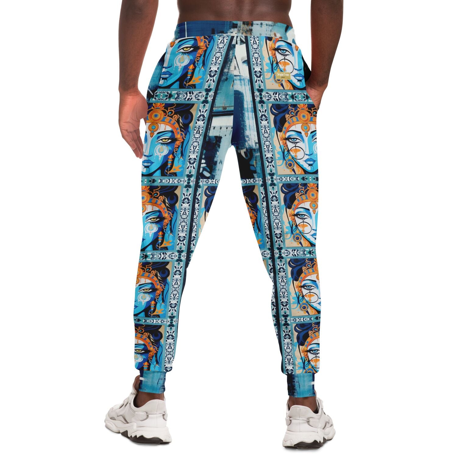 Joggers unisex de poliéster ecológico con estampado floral repetido Visage de Laxshmi 