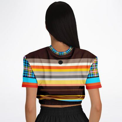 Earth Bound Jovial Rugby Stripe Eco-Poly Short Sleeve Cropped Pullover