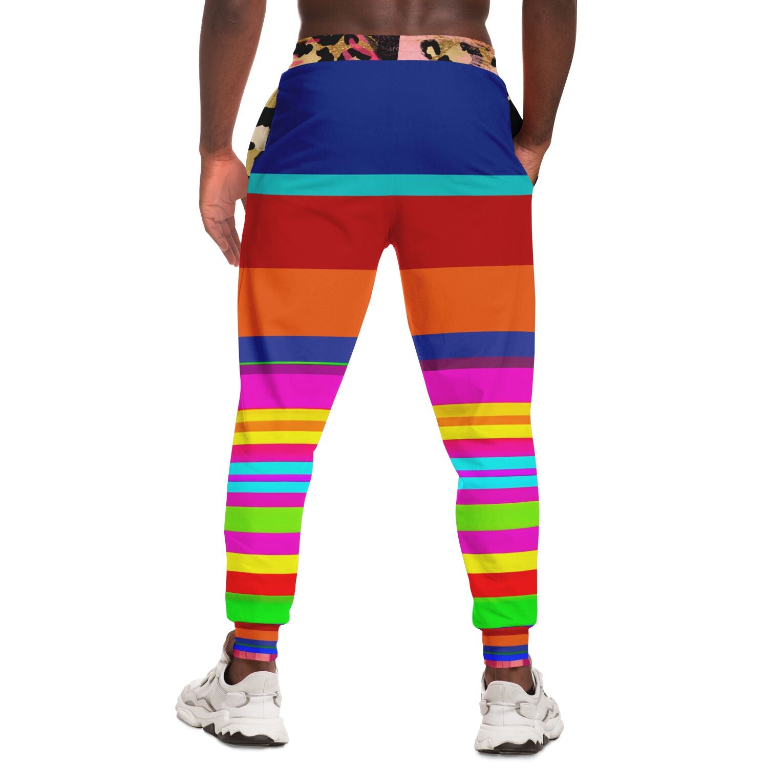 Joggers unisex Gaia Mother Earth Dayglo de poliéster ecológico a rayas 