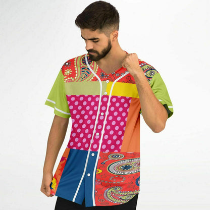 Chili Pepper Patchwork EcoPoly Button Front Unisex Jersey