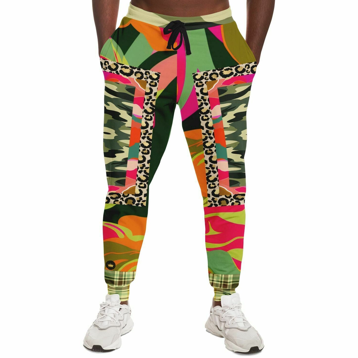 Pink Mardi Gras Floral Camo Plaid Eco-Poly Unisex Joggers