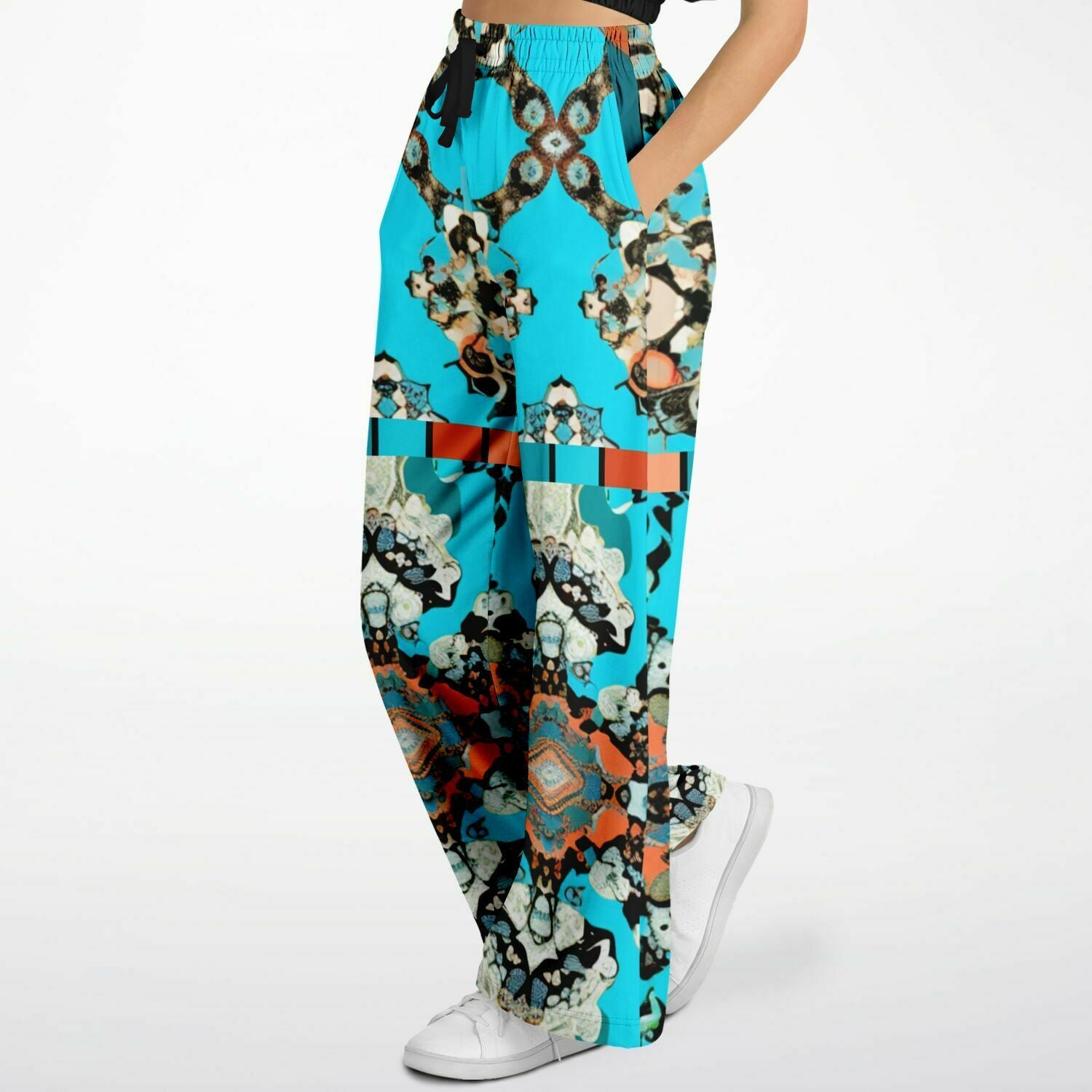 Coral Reef Turquoise Batique Eco-Poly Flare Leg Pants