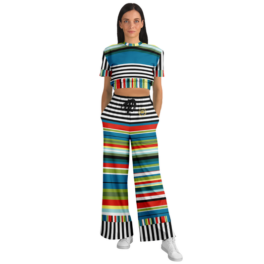 Everglades Jailhouse Stripe Eco-Poly Short Sleeve Cropped Pullover