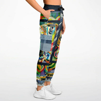 Sphynx of the New Realm Denim Rainbow Swirl Eco-Poly Unisex Cargo Joggers