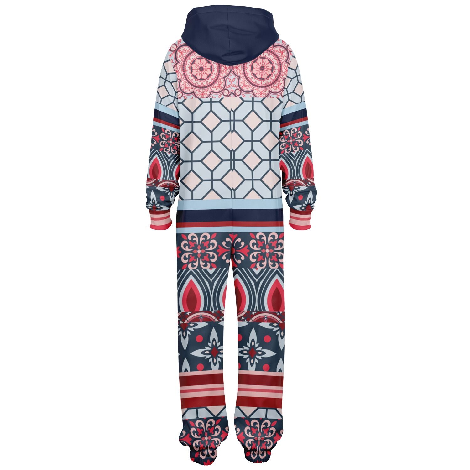 Pink Montauk Geo Patchwork Unisex Eco-Poly Jumpsuit