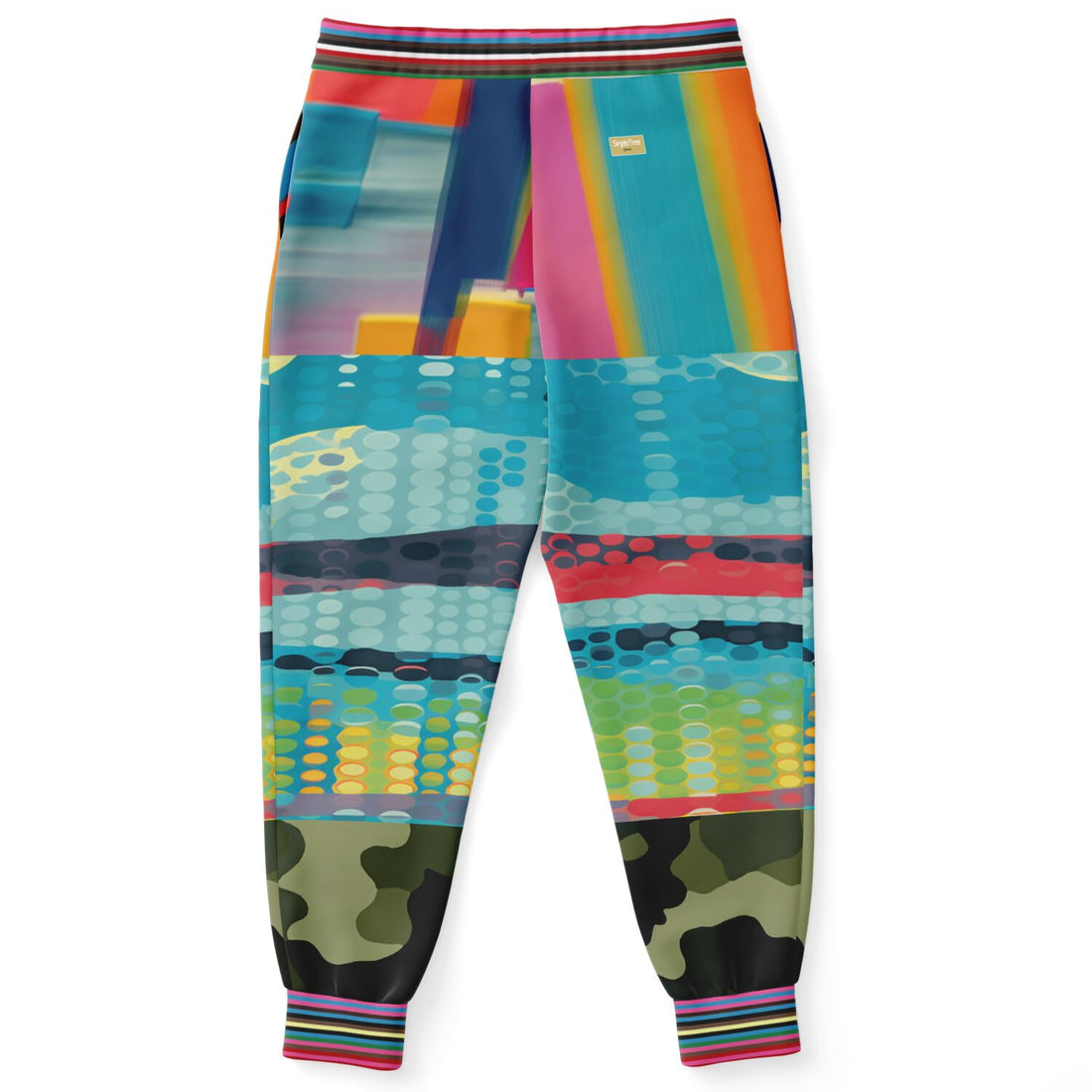 Joggers unisex de poliéster ecológico con patchwork de camuflaje pastel Jamaica Lies in Paradise 