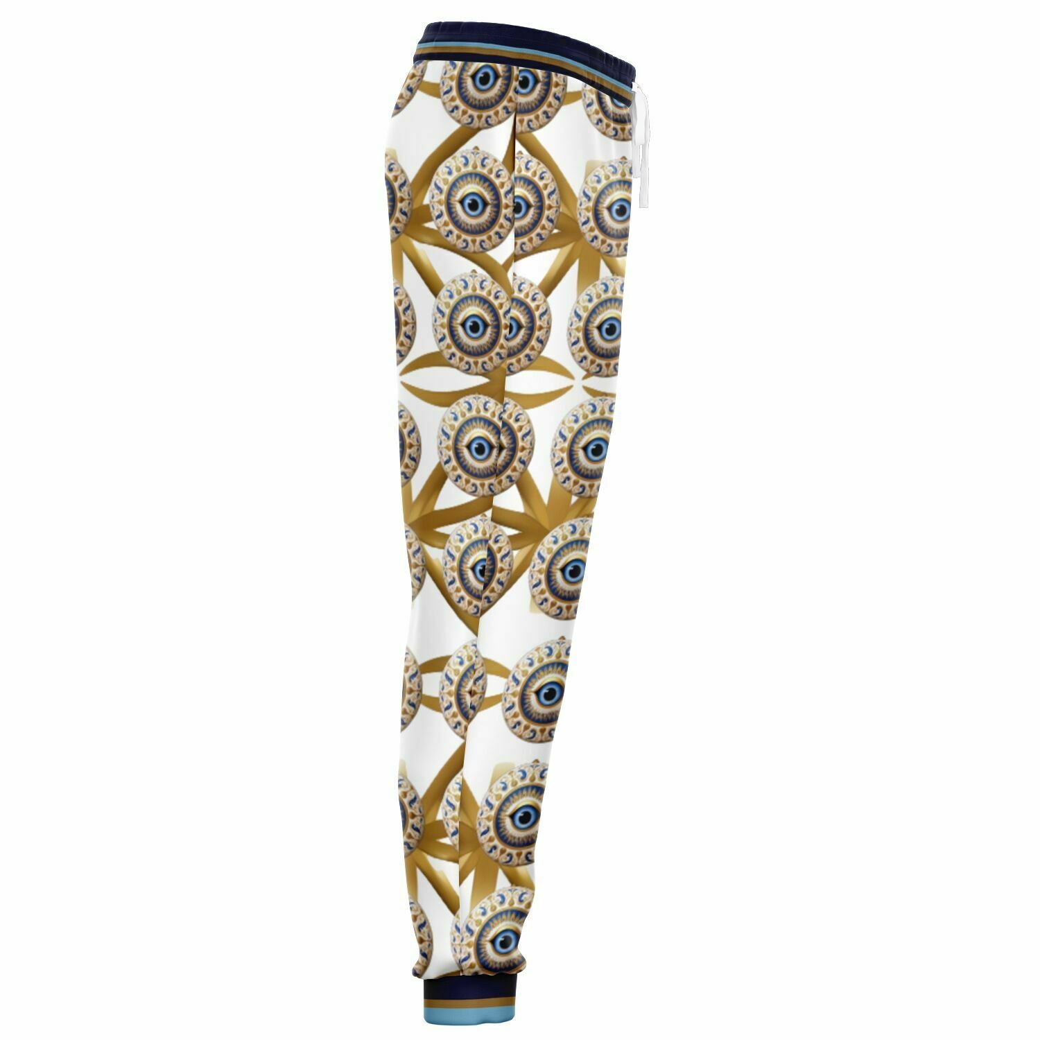 Evil Eye Protection in White Eco-Poly Unisex Joggers