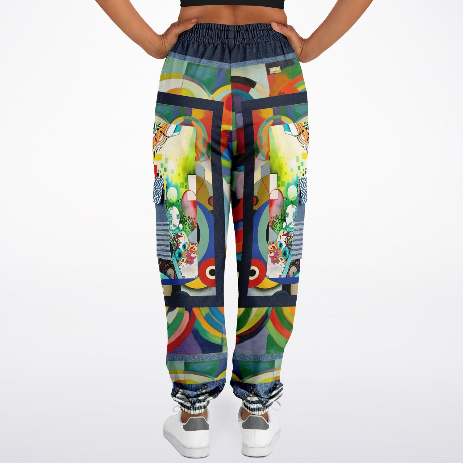 Sphynx of the New Realm Denim Rainbow Swirl Eco-Poly Joggers cargo unisex