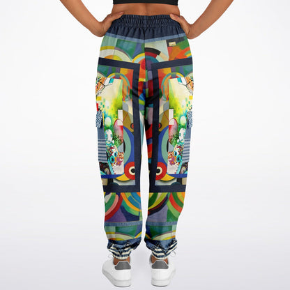 Sphynx of the New Realm Denim Rainbow Swirl Eco-Poly Unisex Cargo Joggers