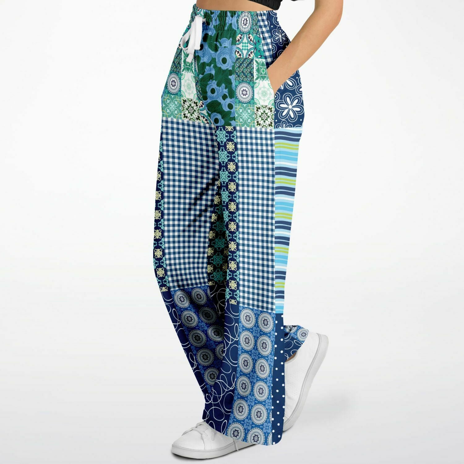 Mykonos Floral Patchwork Eco-Poly Wide Leg Pants