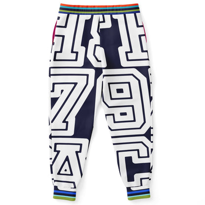 Monograma THS 1976 CA en joggers unisex de poliéster ecológico azul marino medianoche 