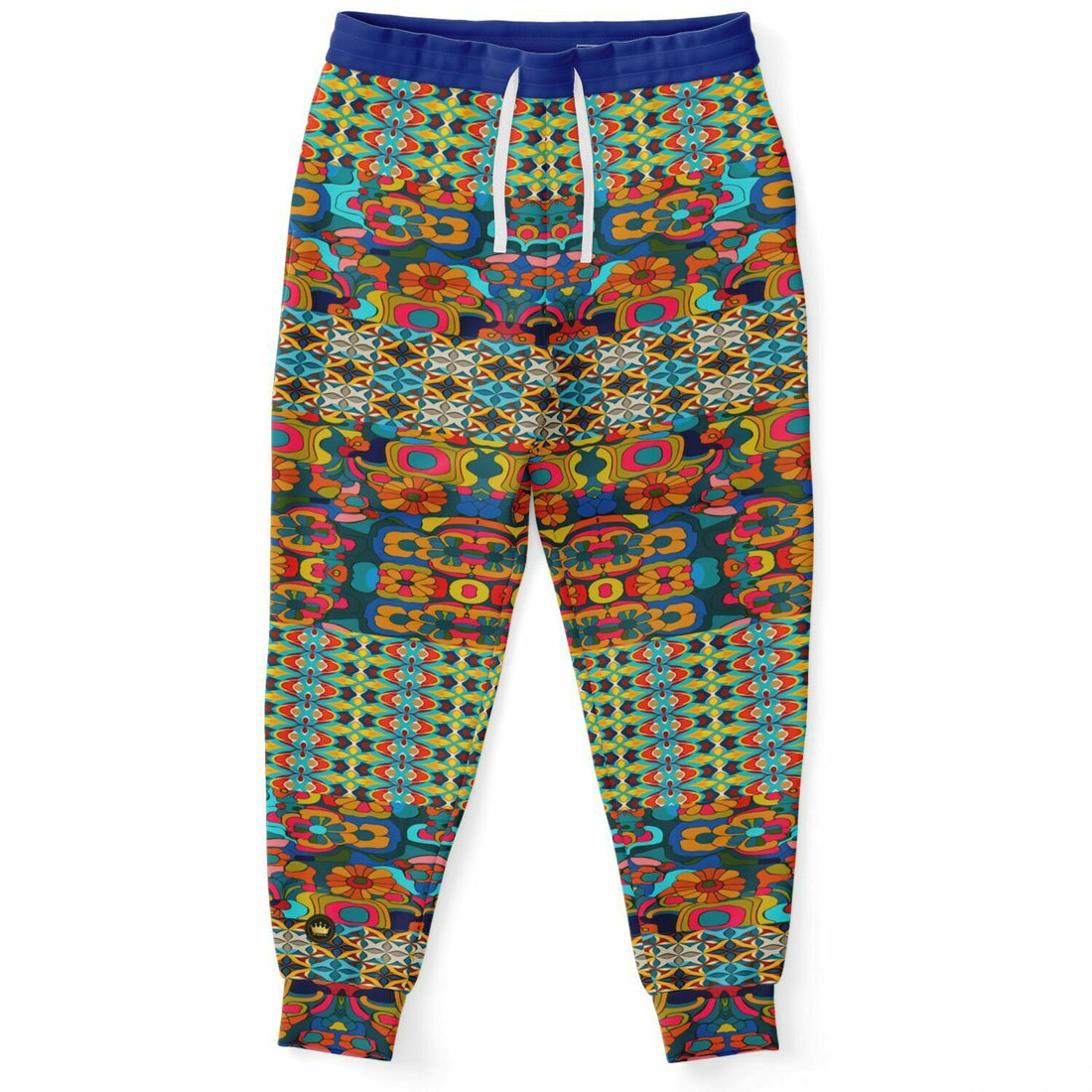 Joggers unisex de poliéster ecológico con diseño geométrico en azul de Cool Chick 