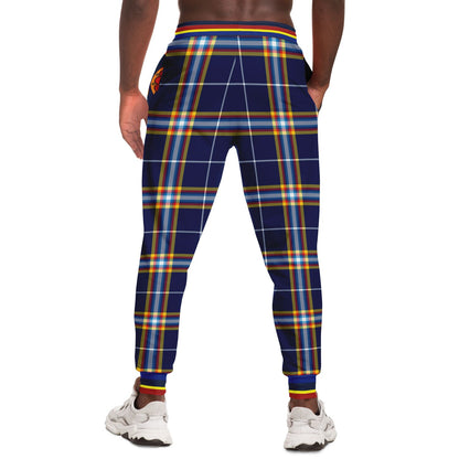 Joggers unisex THS California Eco-Poly a cuadros universitarios azules 