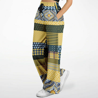 Le Dauphin Patchwork Print Eco-Poly Wide Leg Pants