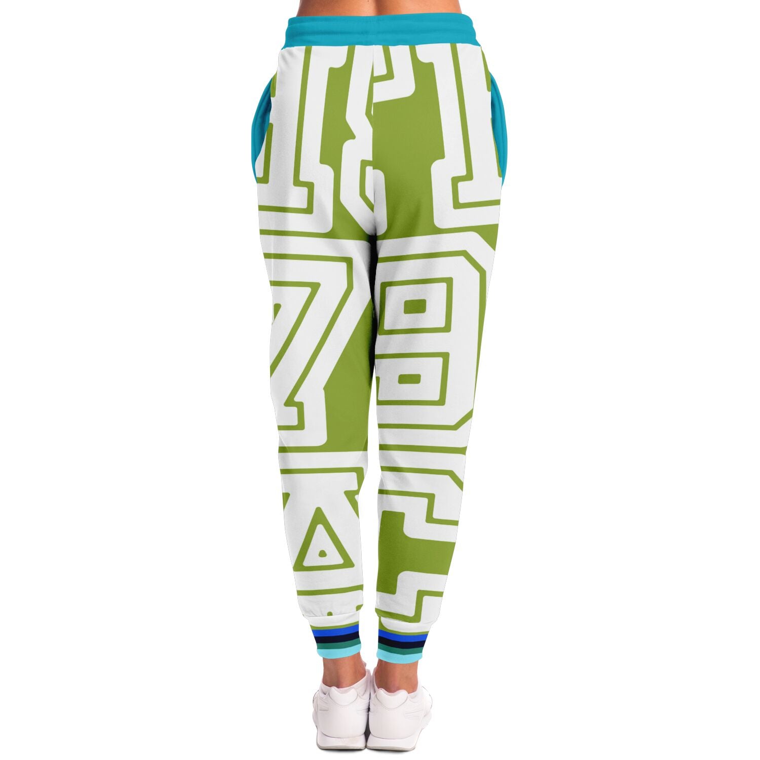 Monograma THS 1976 CA en joggers unisex de poliéster ecológico verde manzana 