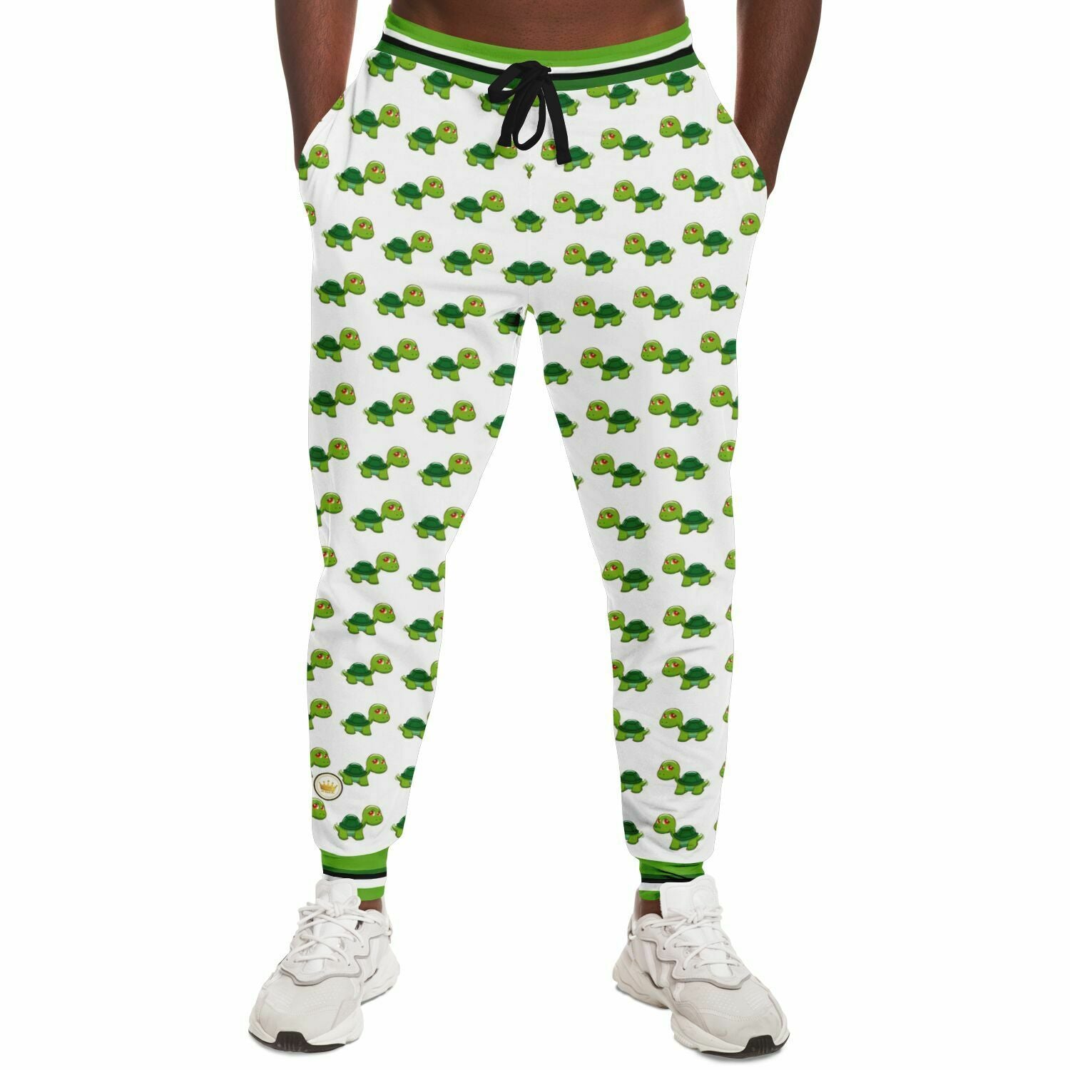 Green Acres Turtle Cluster en pantalones deportivos unisex de poliéster ecológico blanco 