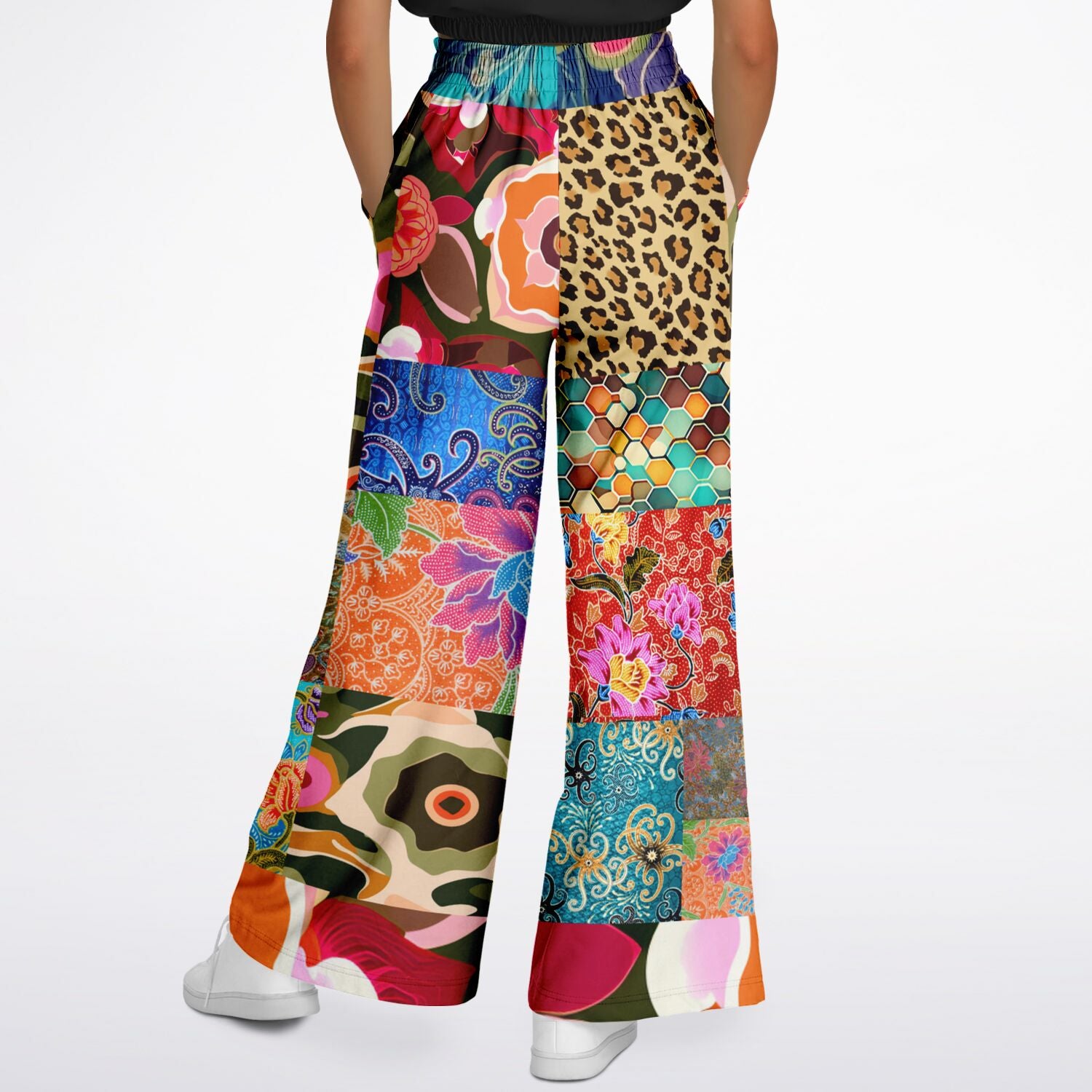 Sweet Clementine Batik Patchwork Eco-Poly Wide Leg Pants