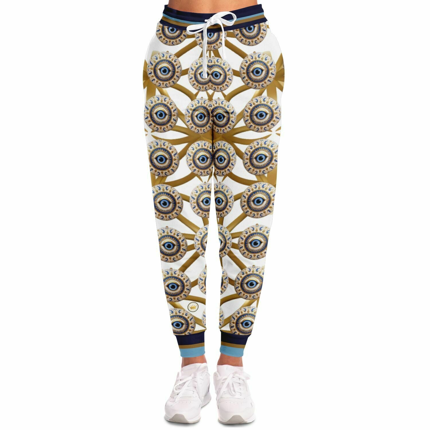 Evil Eye Protection in White Eco-Poly Unisex Joggers