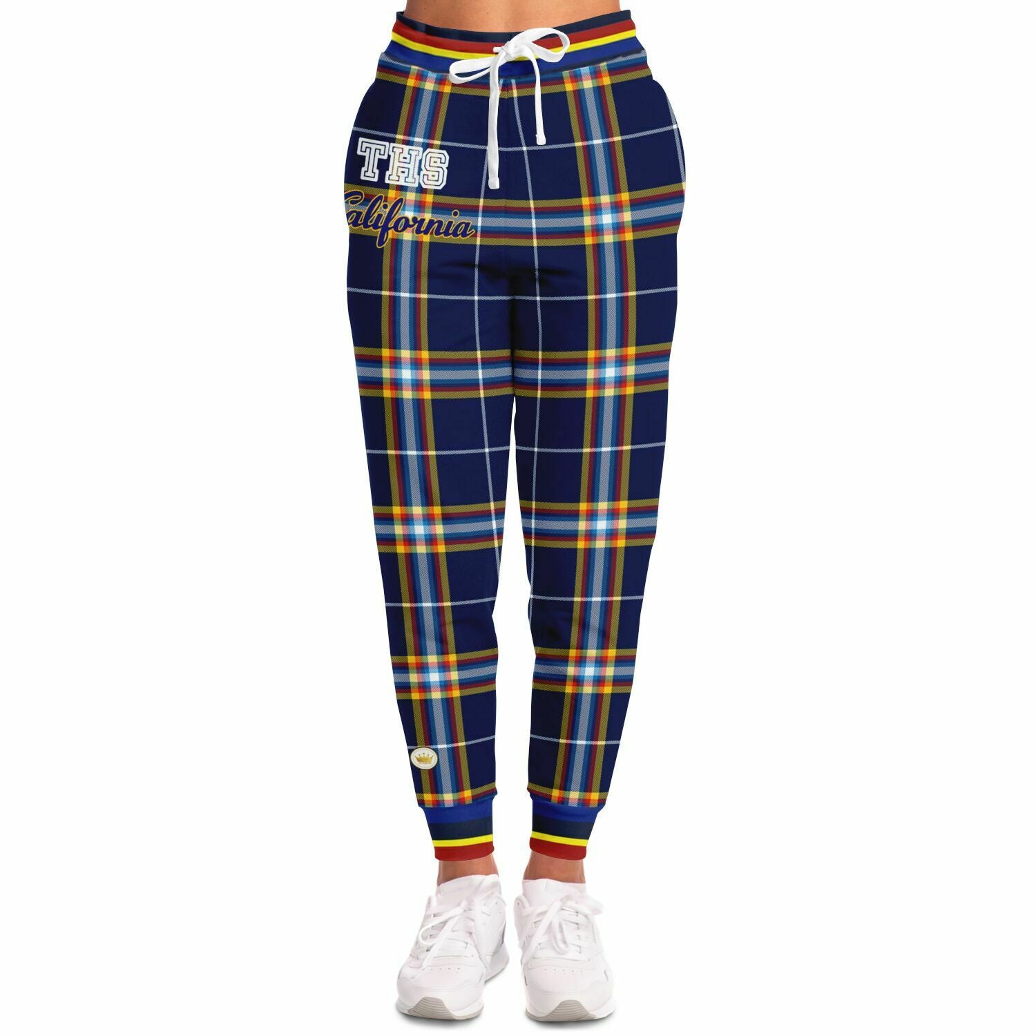 Joggers unisex THS California Eco-Poly a cuadros universitarios azules 