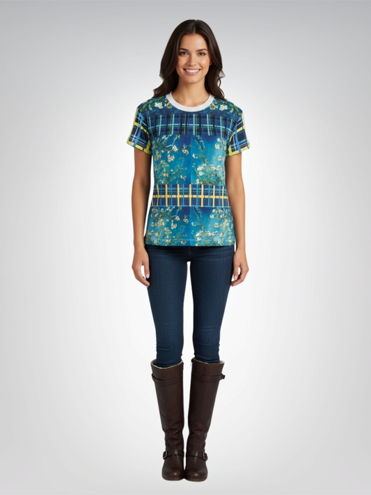 Flowers in Blue Vase - Van Gogh AOP Women's Tee