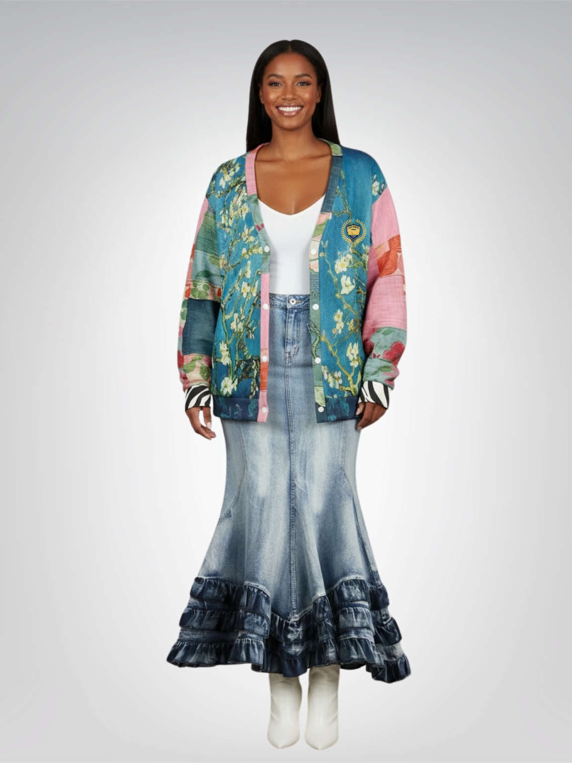 Flowers in Blue Vase - Van Gogh Heavyweight Unisex Cardigan