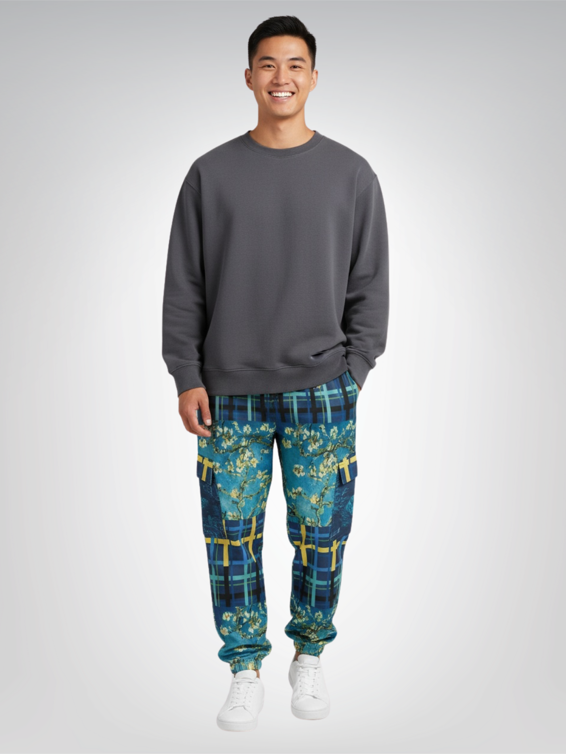Flowers in Blue Vase - Van Gogh Eco-Poly Cargo Joggers