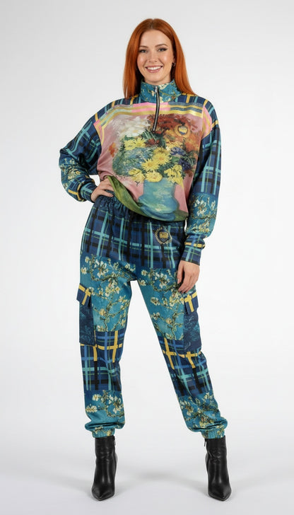 Flowers in Blue Vase - Van Gogh Eco-Poly Cargo Joggers