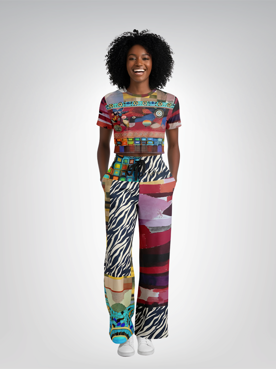 Forest Fowl in the Garden of Eden Eco-Poly Short Sleeve Cropped Pullover