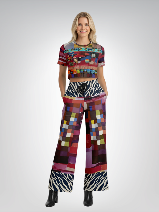 Forest Fowl in the Garden of Eden Eco-Poly Short Sleeve Cropped Pullover