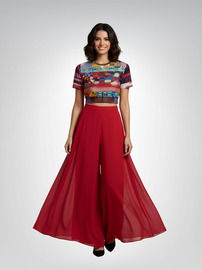 Forest Fowl in the Garden of Eden Eco-Poly Short Sleeve Cropped Pullover