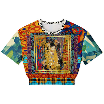 Give Me a Kiss Art Deco Print Eco-Poly Short Sleeve Cropped Pullover