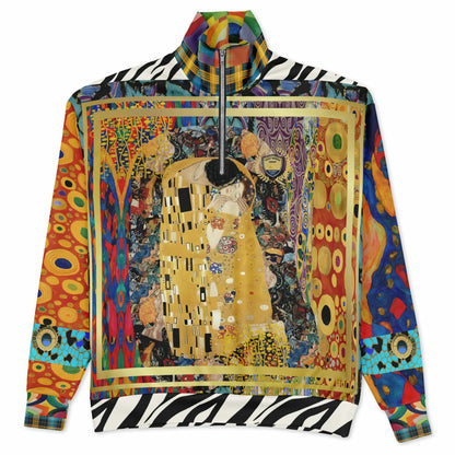 Give Me a Kiss Art Deco Print Heavyweight Oversized Quarter Zip Sweatshirt