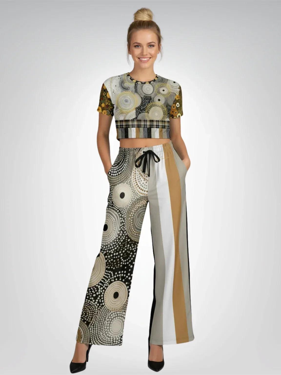 I'm Feeling Brown Aboriginal Ethnic Print Eco-Poly Short Sleeve Croppe ...