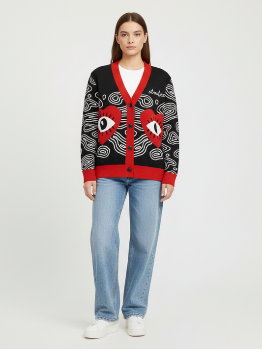 In The Blink of an Eye in Black Knitted Cardigan