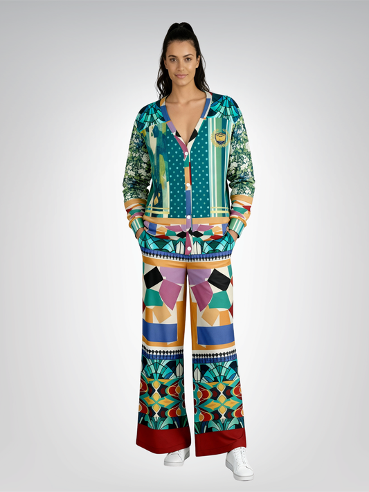 Interior Salon with Forget-Me-Nots Heavyweight Unisex Cardigan