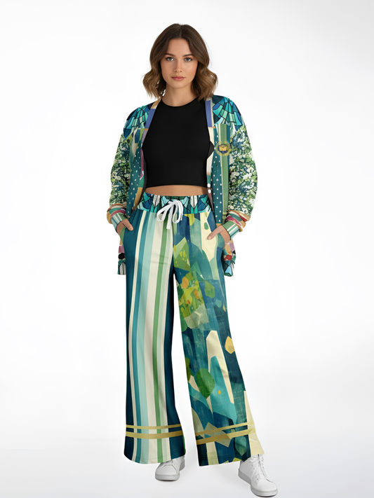Interior Salon with Forget-Me-Nots Heavyweight Unisex Cardigan