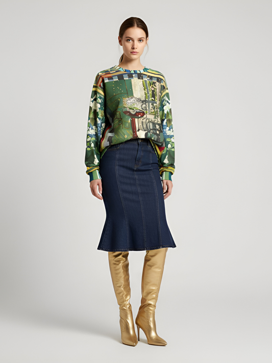 Interior Salon with Forget-Me-Nots Unisex Sweatshirt (Gold Label)
