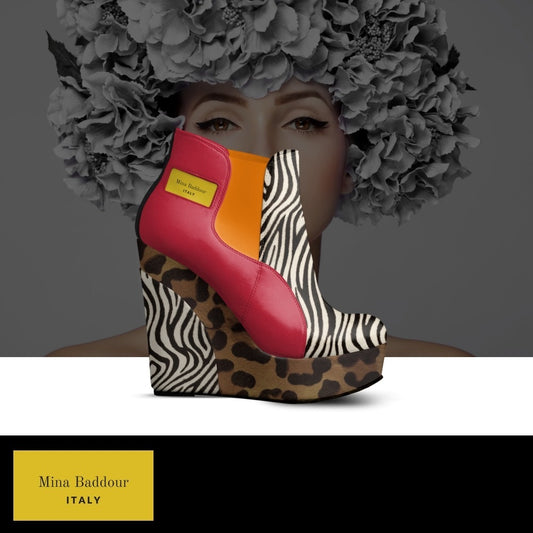 Mina Baddour Kelsey Zebra Wedge Ankle Boot